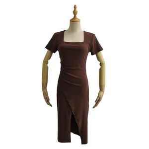 Luluxiyaya a linea <span class=keywords><strong>con</strong></span> <span class=keywords><strong>spacco</strong></span> a taglio modesto principessa Sexy collo quadrato <span class=keywords><strong>Midi</strong></span> lunghezza Slim Fit abiti da festa donna - Product Image 5