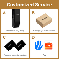 Serrure intelligente automatique Tenon D7 pour appartement avec accès par empreinte digitale/mot de passe/carte/clé/application, stockage sur carte mémoire, compatible Wi-Fi