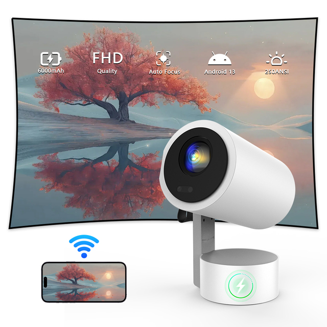 Hot Sale R3P Smart Android 13 Mini Proyector 4K LCD LED Portable Video Projector for Bluetooth Wifi Built-in Battery for Home