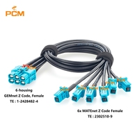 Cable Ethernet Automotriz 6 en 1 GEMnet Hembra a 6x MATEnet Hembra TE 1-2428482-4 a 2302510-9 para Comunicación en Vehículos