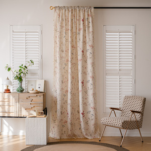 Cortinas Translúcidas con Diseño Floral, sin Perforaciones, para Dormitorio, Cocina, Balcón, Decoración de Separación, Cortinas con Barra de Tensión, Venta Directa de Fábrica, Cortina para Estufa - Product Image 1