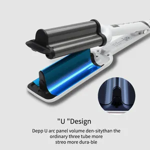 Newest Design Magic 3 Barrels Nano Rotating Ceramic Hair Curler Triple Wavers Professional High Heat Digital Curling Iron