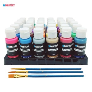Pintura <span class=keywords><strong>Tempera</strong></span> Lavable para Niños, 30 Colores (2 oz Cada Uno), Pintura Líquida para Póster con 3 Pinceles - Product Image 1