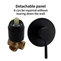 Robinet de douche thermostatique encastré en laiton massif au design moderne, noir, fixation murale, effet pluie, jeu de douche H59