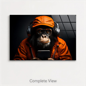 Art mural DJ Monkey : Impression de portrait animal avec casque pour salle de jeux, studio de <span class=keywords><strong>musique</strong></span>, salon, hôtel et intérieurs contemporains - Product Image 2