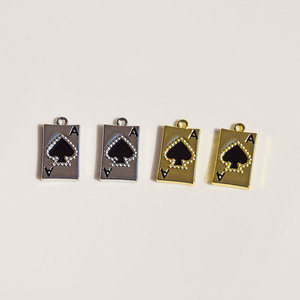 Pendentif en alliage Ace Of Spades, breloque à thème en alliage de zinc, serti de pierres, pour la fabrication de bijoux DIY, pendentifs de mode unisexe - Product Image 2