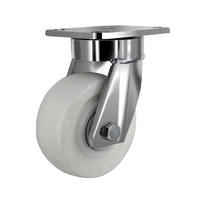 Roue pivotante robuste en nylon solide de 4/5/6/8 pouces, résistante aux chocs et à la pression, avec plaque de base renforcée et frein