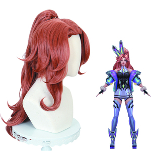 Vente en gros <span class=keywords><strong>LOL</strong></span> Miss Fortune Perruque Cosplay 70cm de Long Rouge Brun Ligue des Légendes Anime Perruque Synthétique Queue de Cheval Cheveux Peluca - Product Image 2