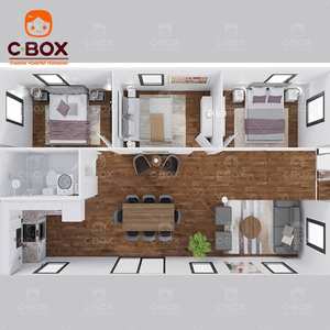 Cbox Villa mobile préfabriquée de luxe sur mesure 40 pieds, camping pliable, hôtel, 3 chambres, maison conteneur extensible - Product Image 3