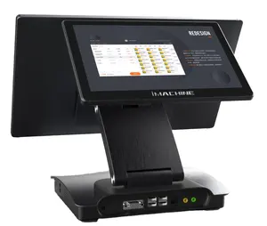 Mesin Pos Desktop layar sentuh 15.6 "semua dalam satu kios WIFI layar ganda sistem Pos untuk kasir ritel layar sentuh Android