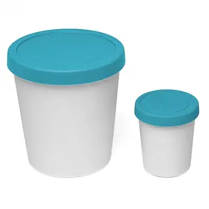 Vendita calda contenitori di gelato in plastica con coperchi 2 pezzi riutilizzabili Silicone gelato contenitori per gelato alla rinfusa