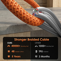 Câble USB-C vers USB-C tressé durable, charge rapide 60W, connecteur fin, couleur orange coordonnée, pour smartphones – Meilleures ventes