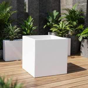 Ensemble de 4 pots cubes en béton fibré pour projets extérieurs dans les restaurants ou la conception paysagère des hôtels - Product Image 6