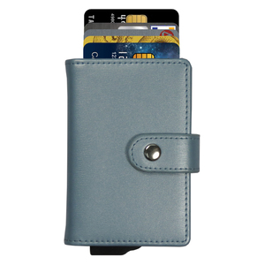 Tarjetero Minimalista CardHoda con Bloqueo RFID, Cierre de Broche, Cuero Sintético de Microfibra, Unisex, Cartera Corta, Azul Claro - Product Image 2