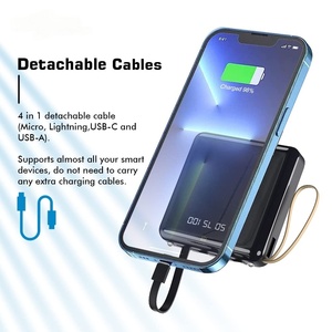 Mini USB Type C Power Bank External <b>Battery</b> with Built-in Cable for <b>Mobile</b> Phones Power Banks & Power Station - Product Image 4