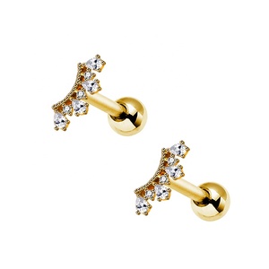 Piercings de estiramiento de oreja de circonita transparente, pendientes de cartílago - Product Image 5