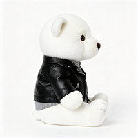 Peluche Ours Blanc Cool Style Motard, Douce et Moelleuse, Vêtu d'une Veste en Similicuir Noir