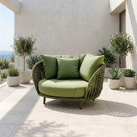 Canapé double en corde de haute qualité Longang pour l'extérieur, meubles de jardin modernes pour villa, avec cadre en aluminium thermolaqué résistant aux UV