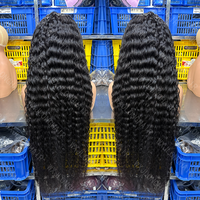 Perruque de cheveux humains naturels à cuticules alignées, 40 pouces, bouclée, ondulation profonde, entièrement en dentelle, cheveux bruts d'un seul donneur, densité 300
