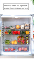 Nouvelle corbeille de rangement alimentaire carrée multifonctionnelle en plastique PET transparent 2023, capacité 3-6L, avec couvercle amovible, boîte en carton