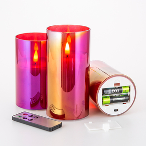 Bán Chạy Nhất 3d Real Flame Pillar <span class=keywords><strong>Red</strong></span> Glass Trang Trí Nội Thất Hẹn Giờ Từ Xa 4 8 Giờ Nến Thơm Không Cháy - Product Image 5