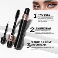 Ensemble 2-en-1 Mascara + Eyeliner Liquide, Anti-bavures, Allongeant, Courbant et Volumisant