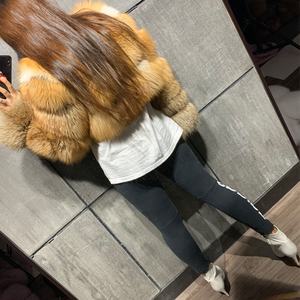 Kırmızı tilki ceket yüksek kalite bayanlar uzun kollu doğal tilki kürk kadın giyim için - Product Image 6