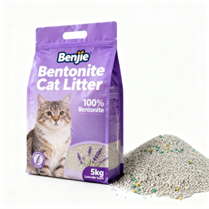 Benjie Eco-friendly 100% Natural Bentonite <b>Litter</b> Lavender Scent Odour Lock Strong Dust Free Clumping 5kg Pack - Product Image 1