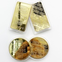 Pièce suisse de crédit en métal plaqué or rond personnalisé de 40mm Barre de lingot en métal Pièce de crédit suisse de crédit