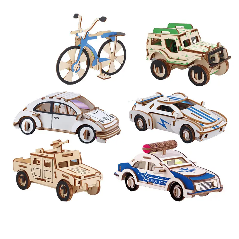 3D Wooden Puzzle Simulation Animal Dinosaur Car Airplane Assembly DIY Model Toy for Kids and Adults