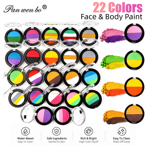 Ensemble de peinture pour le visage et le corps Panwenbo, peinture corporelle pour adultes et enfants, peinture pour le visage à base d'eau lavable pour Halloween, fête costumée, cosplay - Product Image 2