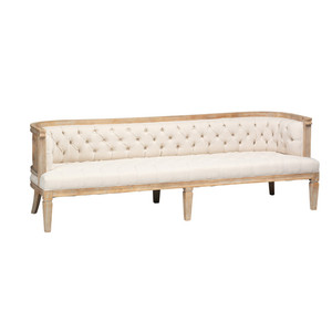 โซฟาไม้สไตล์ชนบทแบบคลาสสิกสำหรับงานอีเว้นท์ หุ้มเบาะสีขาว สำหรับเช่าจัดงานปาร์ตี้ - Product Image 2