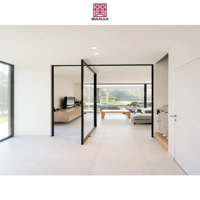 Meilleures ventes : Cloison de séparation en verre pour bureau, porte pivotante d'entrée principale, design minimaliste avec alliage d'aluminium fini et mécanisme à ressort