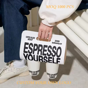 Portabicchieri da Asporto per Caffetteria e Panetteria, Supporto Ecologico in <span class=keywords><strong>Cartone</strong></span> per 2 Tazze con Manico - Product Image 4