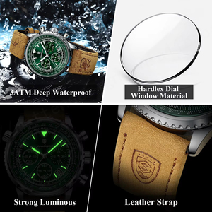 Reloj Deportivo de Lujo para Hombre, Modelo 960, con Correa de Cuero y Acero Inoxidable, Cristal, Resistente al Agua, Luminoso, Cronógrafo de Cuarzo - Product Image 5