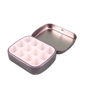 Mini palette en métal, boîte <span class=keywords><strong>de</strong></span> rangement portable pour <span class=keywords><strong>peinture</strong></span> <span class=keywords><strong>aquarelle</strong></span> d'extérieur, étui vide en métal pour gel à ongles - Product Image 2