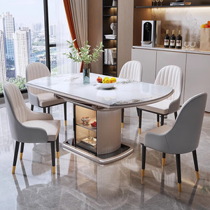 Extendable <strong>Rustic</strong> Farmhouse Modern <strong>Dining</strong> <strong>Table</strong> <strong>Set</strong> with 2-Tier Storage Shelves Metal <strong>Dining</strong> Room Living Room - Product Image 1