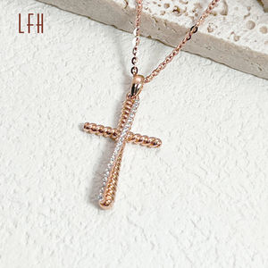 Collar de Cadena de Oro de 18k al por Mayor, Joyería para Hombre y Mujer, Collar con Cruz de Diamantes Reales, Oro de 18k - Product Image 2