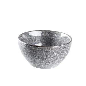 Wholesale 6.5 inch ceramic rock grey bowl colored glazed tableware cereal bowl for noodle sand salad