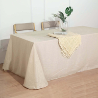 Nappe Rectangulaire Beige 90x156 en Faux Lin Texturé Effet Toile de Jute, Qualité Supérieure, Sans Couture, Idéale pour Mariages, Banquets, Hôtels et Événements (Vente en Gros)