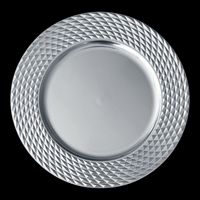 100 assiettes de présentation en métal argenté, noir et or, en plastique, de 13 pouces, en vrac, pour mariage