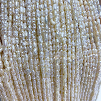 2mm 3mm couleur blanche Keshi perles d'eau douce en vrac véritable haute brillance bâton de riz d'eau douce forme perle chaîne perles Perle