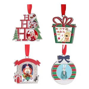 Custom Photo Print Xmas tree Decoration Metal Blank 2021 Sublimation Christmas Ornaments