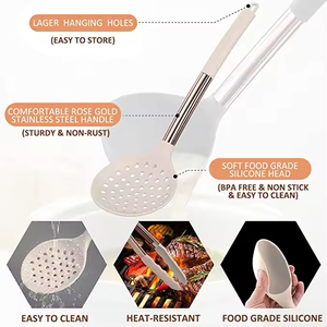 <b>Silicone</b> Cooking Utensil Set Kitchen Utensils Set with Copper Handle 24 Pcs Kitchen Gadgets <b>Tools</b> Set Non-stick Heat - Product Image 2