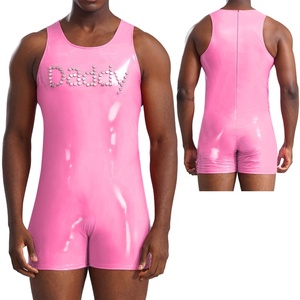 Body en cuir Pu sexy <span class=keywords><strong>pour</strong></span> hommes sans manches avec rivets <span class=keywords><strong>Combinaison</strong></span> en <span class=keywords><strong>latex</strong></span> <span class=keywords><strong>pour</strong></span> les muscles Justaucorps <span class=keywords><strong>pour</strong></span> les nuits de lune de miel - Product Image 5