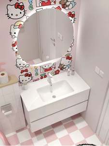 Meuble-lavabo mural simple et moderne, série de dessins animés mignons, blanc pur, pour petit appartement - Product Image 4