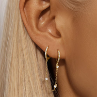 Eternel Sterling Silver 14K Or Massif Pavé Trapèze CZ Articulé Segment Hoop Septum Clicker Tragus Boucle D'oreille Bijoux
