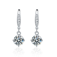 Marque Design 0.5ct/1ct D Couleur VVS Diamant Pass Test Eardrop Fine Jewelry 925 Sterling Silver Moissanite Drop Boucles D'oreilles pour les Femmes