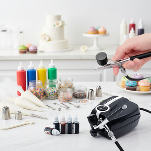 Ensemble économique d'aérographes carrés en plastique pour gâteaux, avec buses réglables et réutilisables, écologique, pour les boulangers professionnels soucieux de leur budget - Product Image 1