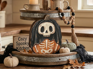 Decoración Vintage de Halloween para Otoño, Juguetes Retro de Madera para Decoración de Estantes de Halloween: Fantasma, Gato Negro, Calabaza, Esqueleto, Bruja, Búho, Zombi, Vampiro - Product Image 5